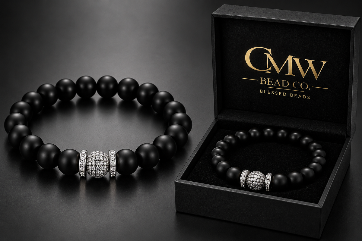ONYX CROWN | Matte Black Onyx & Cubic Zirconia Bracelet