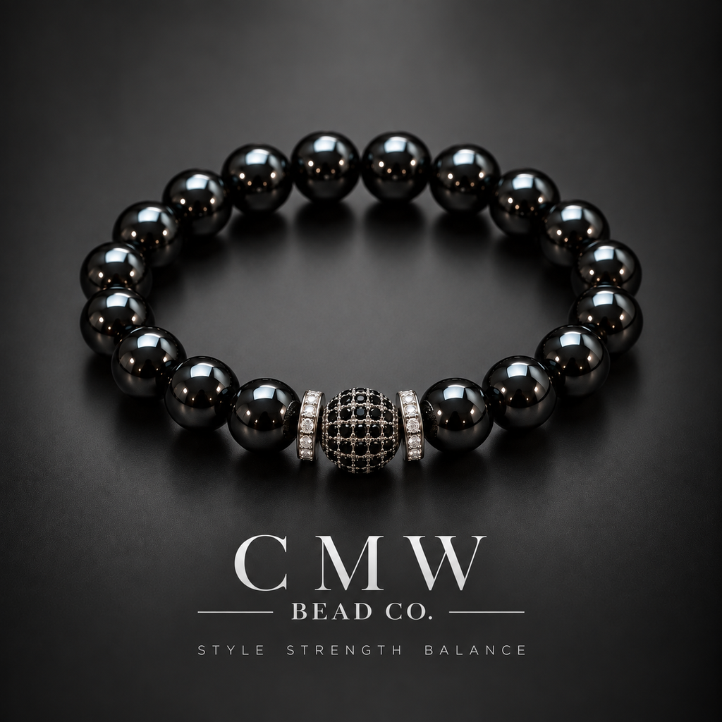 THE SENTINEL | Hematite & Black Cubic Zirconia (CZ) Beaded Bracelet