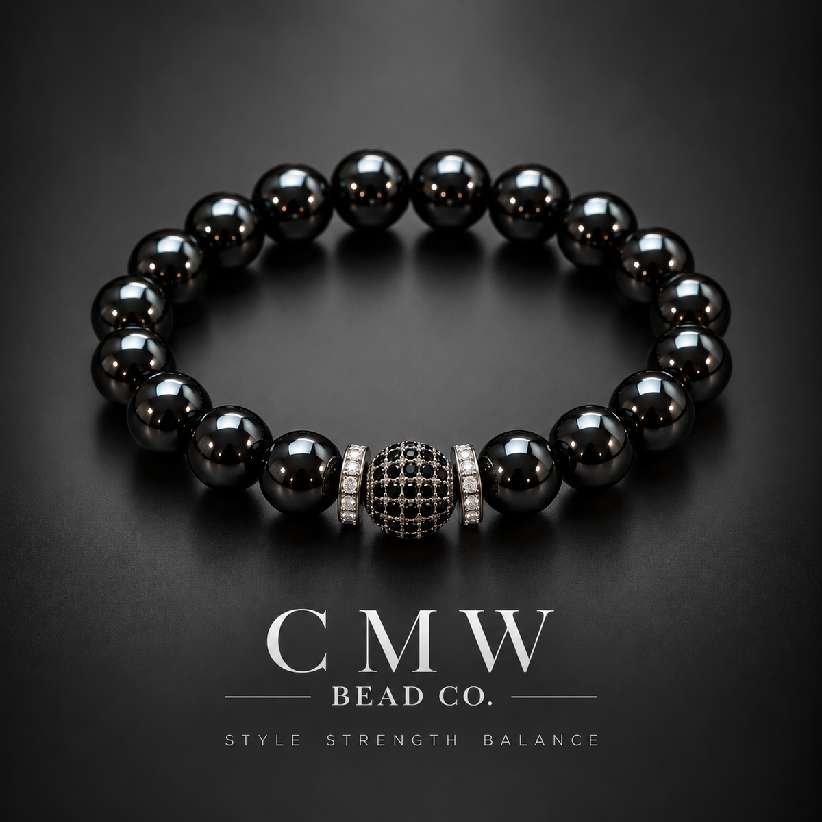 THE SENTINEL | Hematite & Black Cubic Zirconia (CZ) Beaded Bracelet